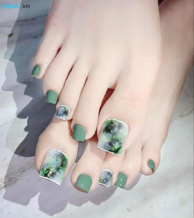 Tuyển chọn 200 mẫu nail chân màu xanh lá được yêu thích nhất