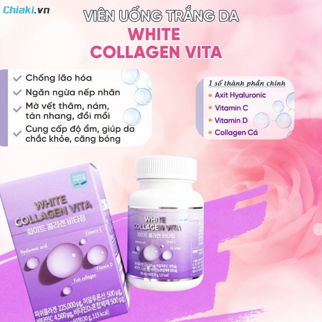 Viên uống trắng da trị nám Hàn Quốc White Collagen Vita
