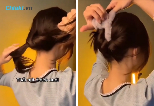 Cách buộc tóc càng cua rất rất chặt, tóc ko rơi