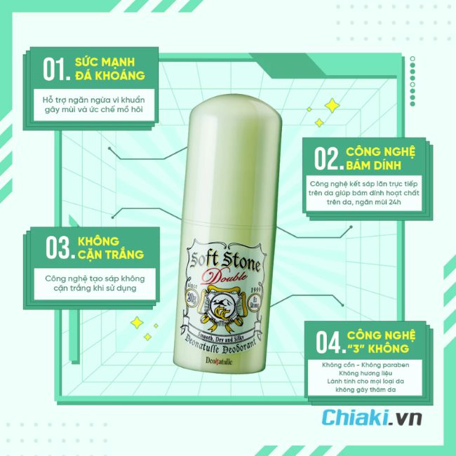 Lăn khử m&ugrave;i Nhật Bản Deonatulle m&agrave;u xanh