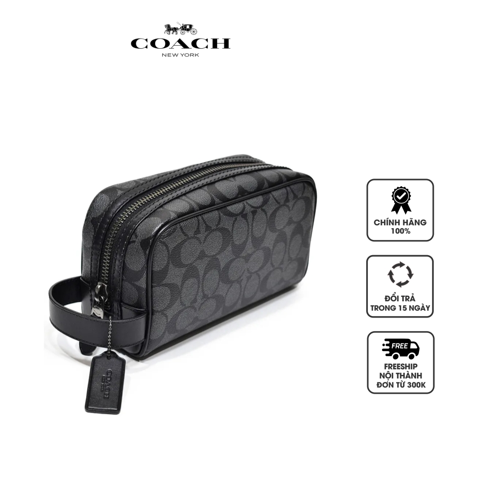 Túi cầm tay nam Coach Small Travel Kit In Signature Canvas 2515 | Chiaki.vn