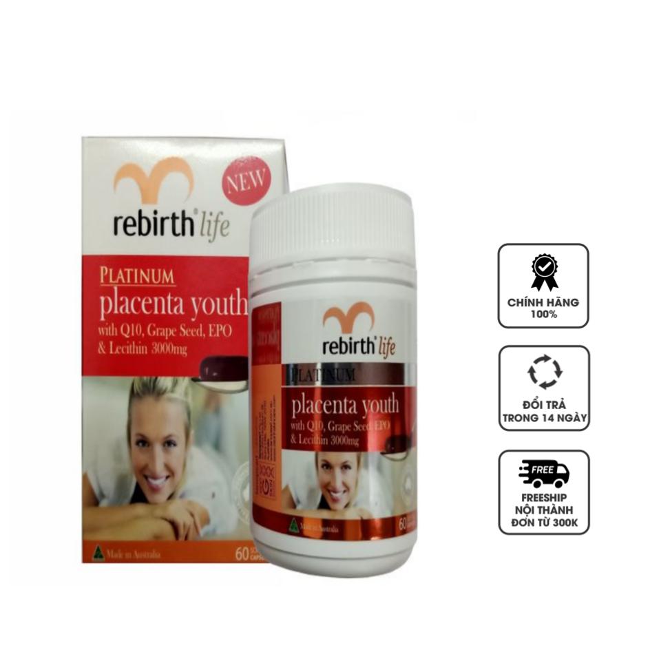 Nhau thai cừu Rebirth Platinum Placenta Youth 60 viên