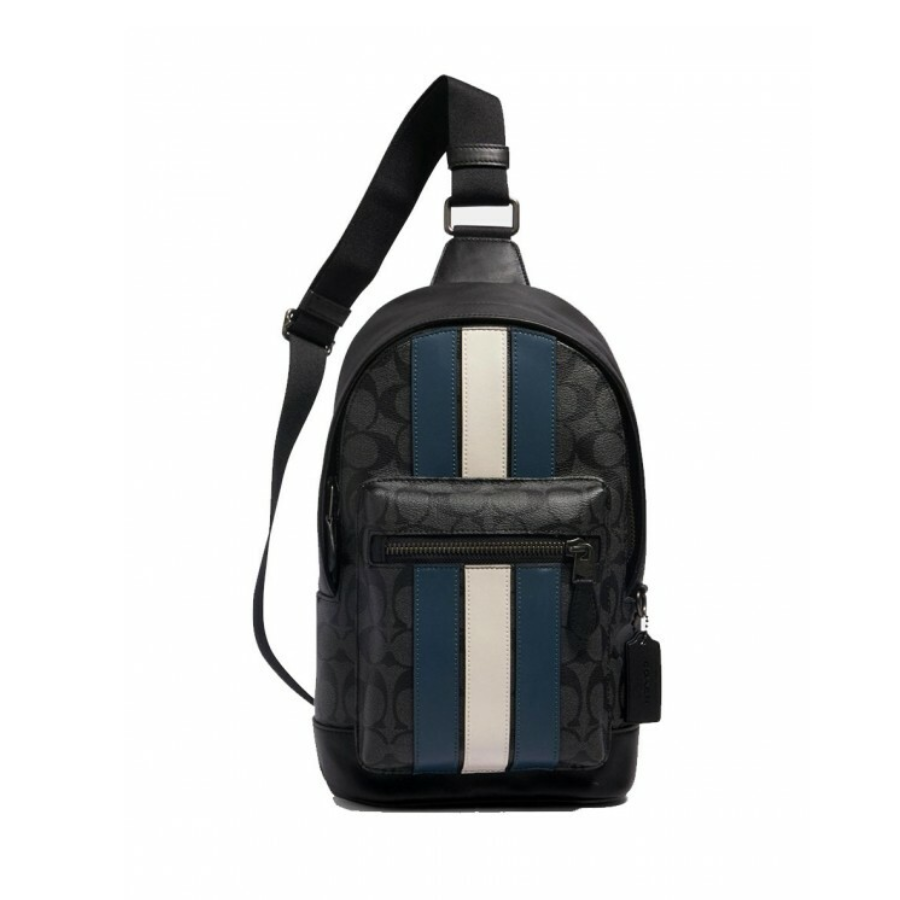 Túi Đeo Chéo Coach Nam West Pack In Signature Canvas With Varsity Stripe