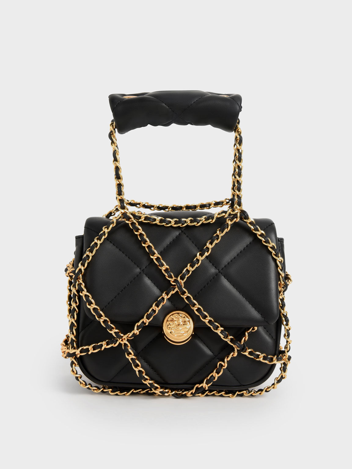 Túi xách nữ Charles and Keith Charm Embellished Quilted Clutch