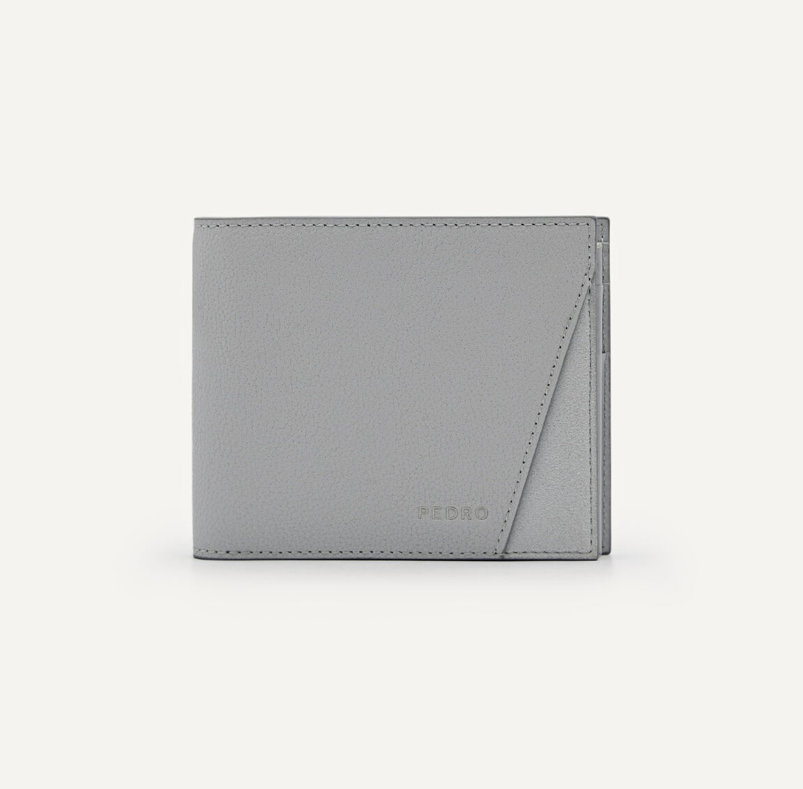 Ví Da Nam Pedro Leather Bi-Fold Flip Wallet - Light Grey