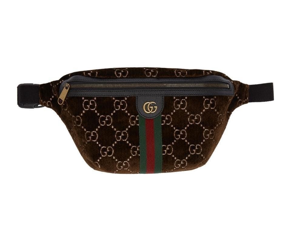 Túi Đeo Chéo Gucci Belt Bag Gg Velvet Brown 018491 Màu Nâu