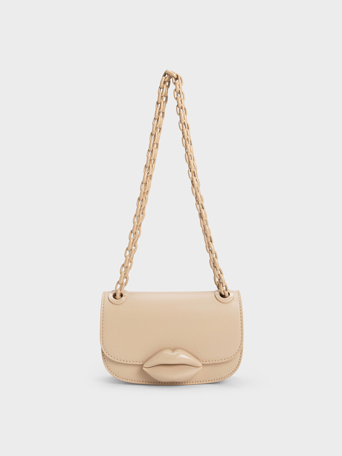 Túi Xách Charles & Keith Mini Kiss Lip Motif Bag CK2-80671434 Beige