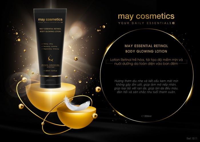 Sữa dưỡng da trắng sáng May Essential Body Retinol Glowing Lotion 1