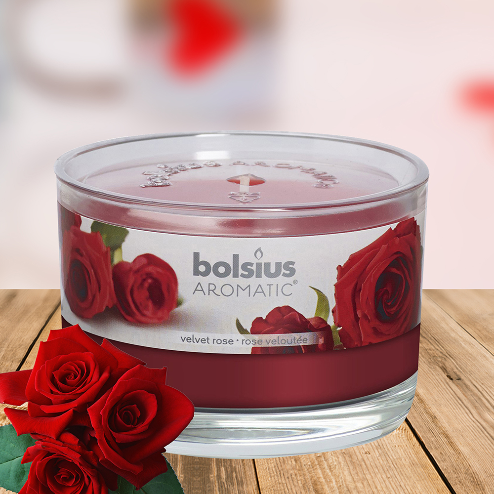 Ly nến thơm tinh dầu Bolsius 155g QT024880 hoa hồng nhung 1