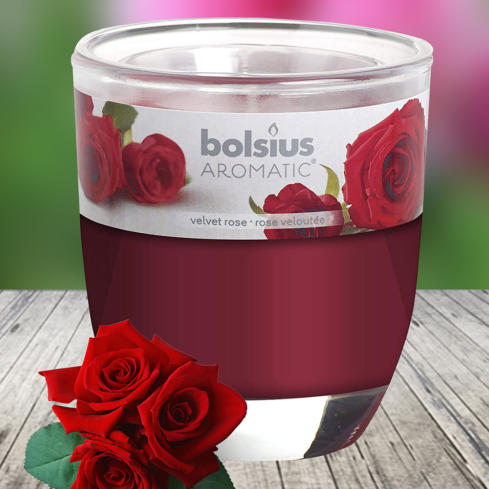 Ly nến thơm tinh dầu Bolsius 105g QT024342 hoa hồng nhung 1