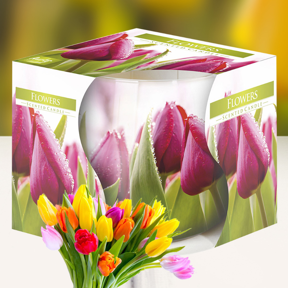 Ly nến thơm tinh dầu Bispol 100g QT024786 hương hoa tulips 1