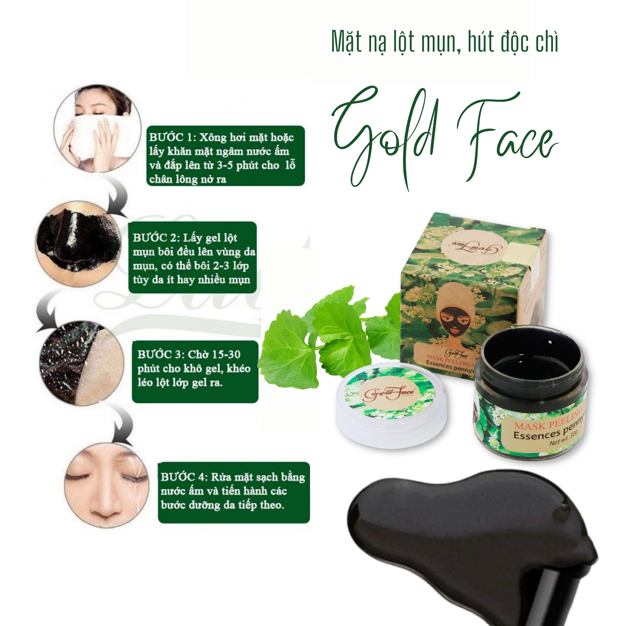 Mặt nạ gel lột mụn Gold Face 30G, mask peeling acne 2
