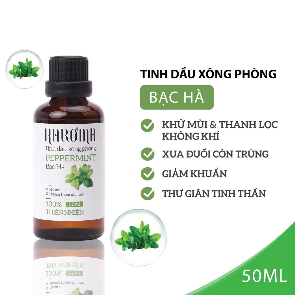 Tinh Dầu Xông Phòng Bạc Hà Peppermint Essential Oil Karoma 50ml 2