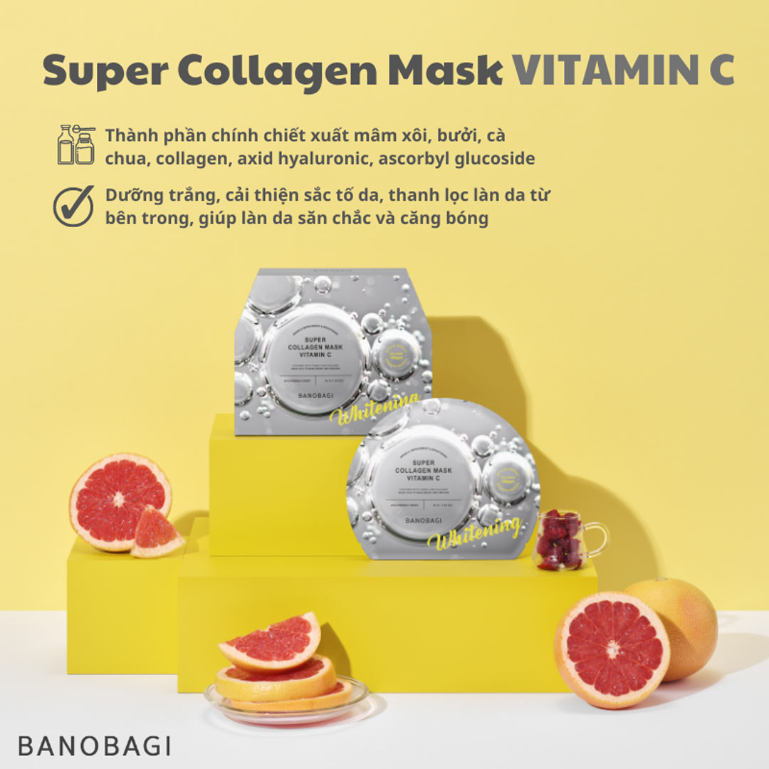 Mặt Nạ Bổ Sung Vitamin C Làm Sáng Da Banobagi Super Collagen Mask Vitamin C Whitening