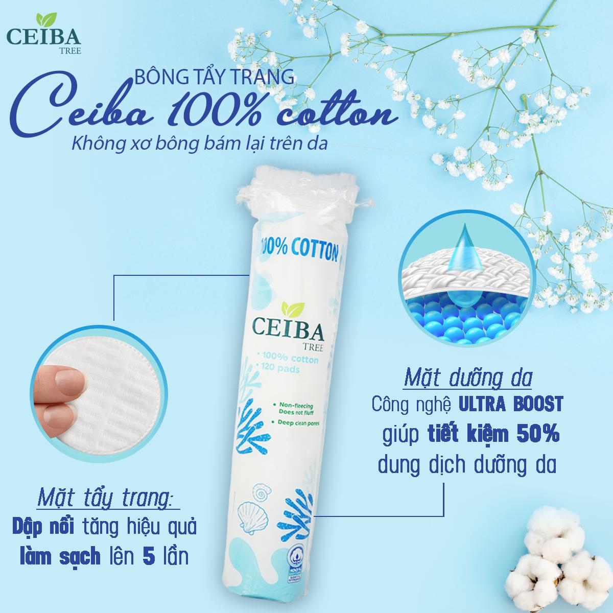 Bông tẩy trang Ceiba chất liệu cotton 1