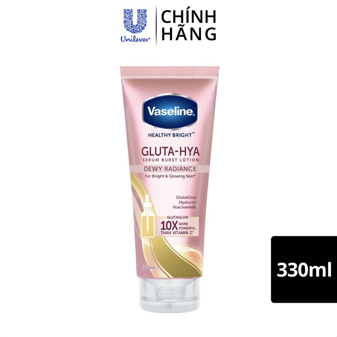 Sữa Dưỡng Thể Dưỡng Sáng Chuyên Sâu Ban Đêm Vaseline Gluta-Hya Serum Burst UV Lotion Dewy Radiance