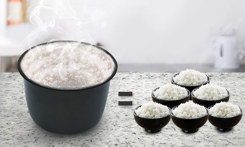 Dung tích nồi 1.8 lít, thích hợp nấu cơm cho gia đình