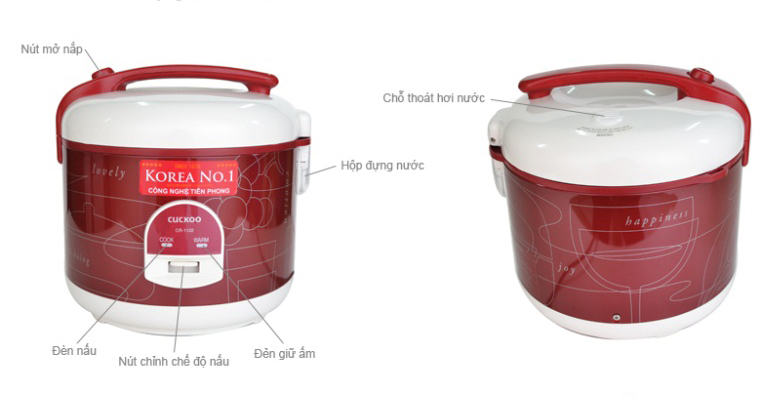 sua noi com dien cuckoo Cuckoo CR-1122 dễ dàng sử dụng với hệ thống đèn báo