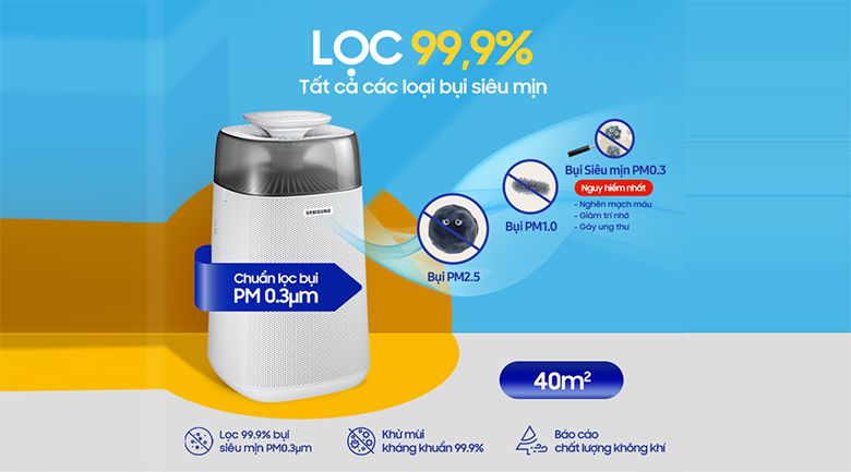 M&aacute;y lọc kh&ocirc;ng kh&iacute; Samsung AX40R3030WM/SV 40m2 2