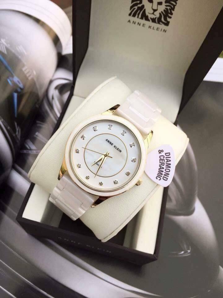 Đồng hồ nữ Anne Klein AK/2392RGWT ceramic trắng case 36mm 1