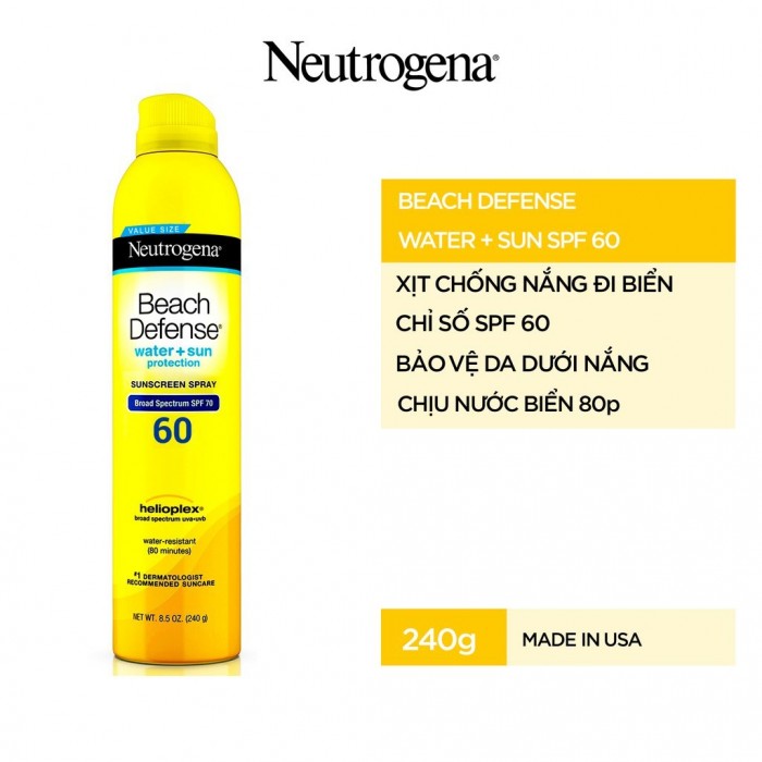 Set 2 Xịt Chống Nắng Neutrogena Beach Defense SPF60 - Nhập Mỹ